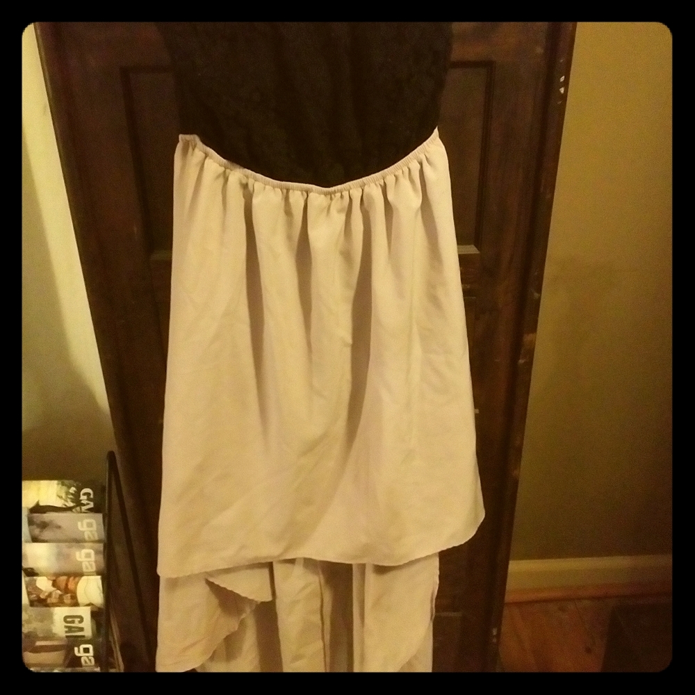 Mesh and silk strapless dress